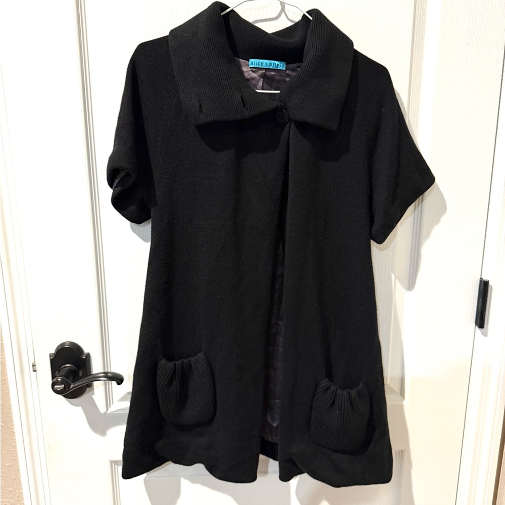 Alice & Olivia Black Babydoll Cardigan Jacket Sz M